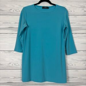 Sympli Bright Blue 3/4 Length Sleeves Blouse Size 8
